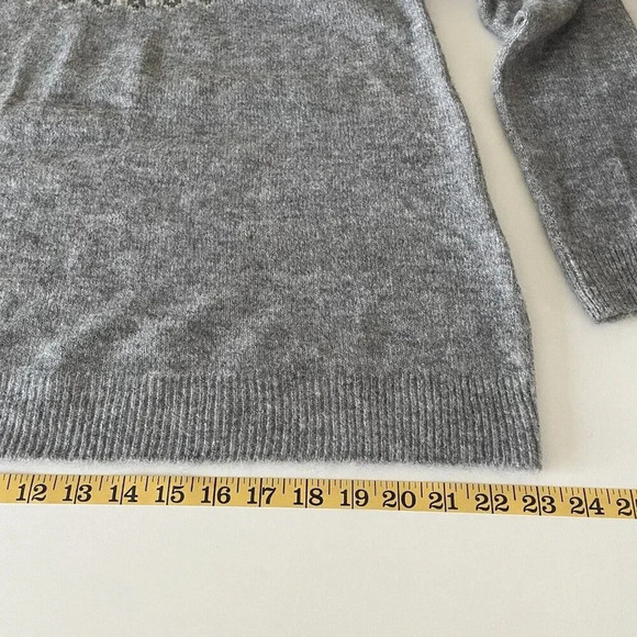 Max Studio Fair Isle Colorblock Pullover Sweater Small Gray Cream Loose Fit NWT - Picture 9 of 9